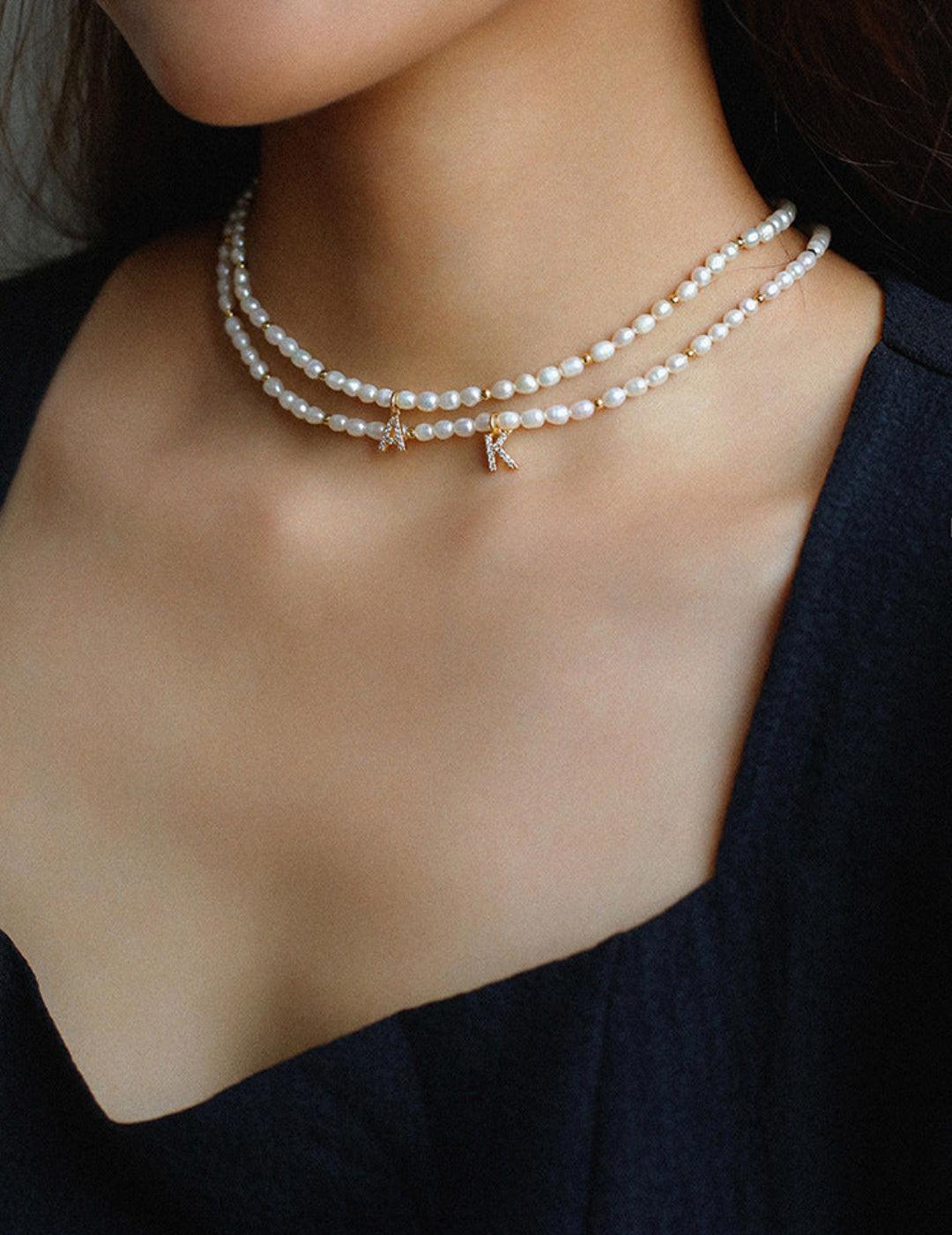 Vintage 26 Letter Pearl Necklace - Gembea Jewelry