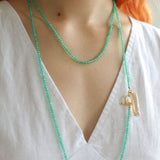 Sea's Embrace Green Agate Aquamarine Necklace