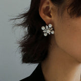 Snow Artificial Pearl Crystal Stud Earrings