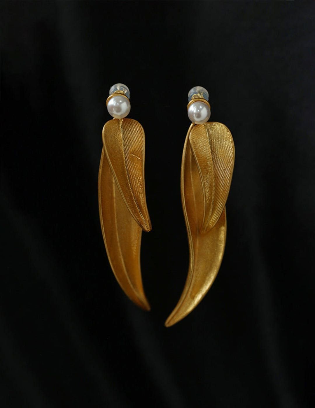 Vintage Old Leaf Artificial Pearl Earrings