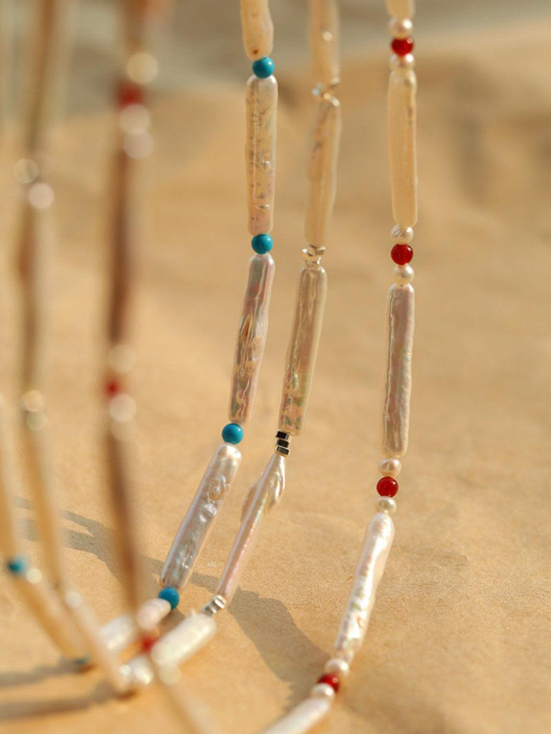 Spring Heartbeat Toothpick Pearl Necklace - Gembea Jewelry