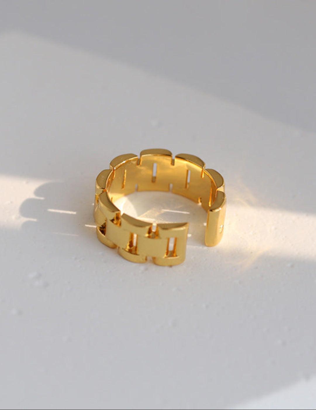 Wide Version Watch Chain Metal Open Ring - Gembea Jewelry