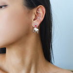 Sun Elephant Gold Silver Drop Earrings-Gembea Jewelry