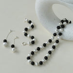 Ebony and Silver Ball Brushed Beaded Necklace