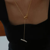 Y Shape Pearl OT Buckle Chain Necklace