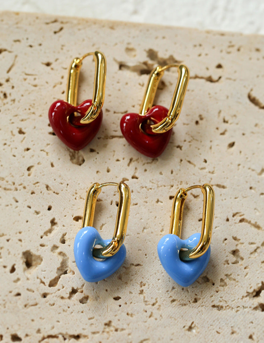 Enamel Heart-shaped Earrings Gembea Jewelry