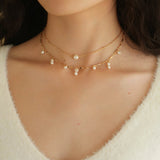 Overlay Natural Pearl Pendant Necklace