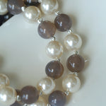Grey Agate Artificial Pearl Beaded Necklace-Gembea Jewelry