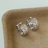 Hollowed-out Cross-flower Ear Clasp Earrings-Gembea Jewelry