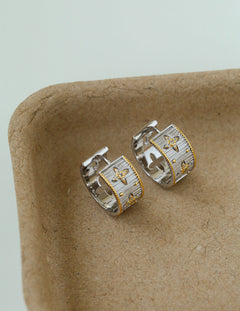 Hollowed-out Cross-flower Ear Clasp Earrings-Gembea Jewelry