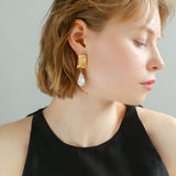 Metal Lava Baroque Pearl Drop Earrings