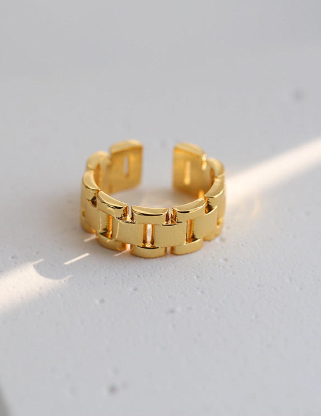 Wide Version Watch Chain Metal Open Ring - Gembea Jewelry