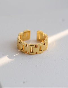Wide Version Watch Chain Metal Open Ring - Gembea Jewelry