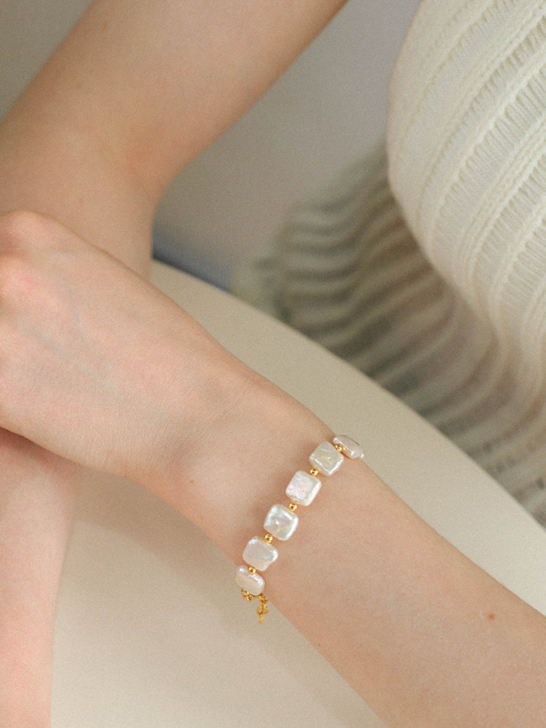 Natural Freshwater Square Pearl Bracelet