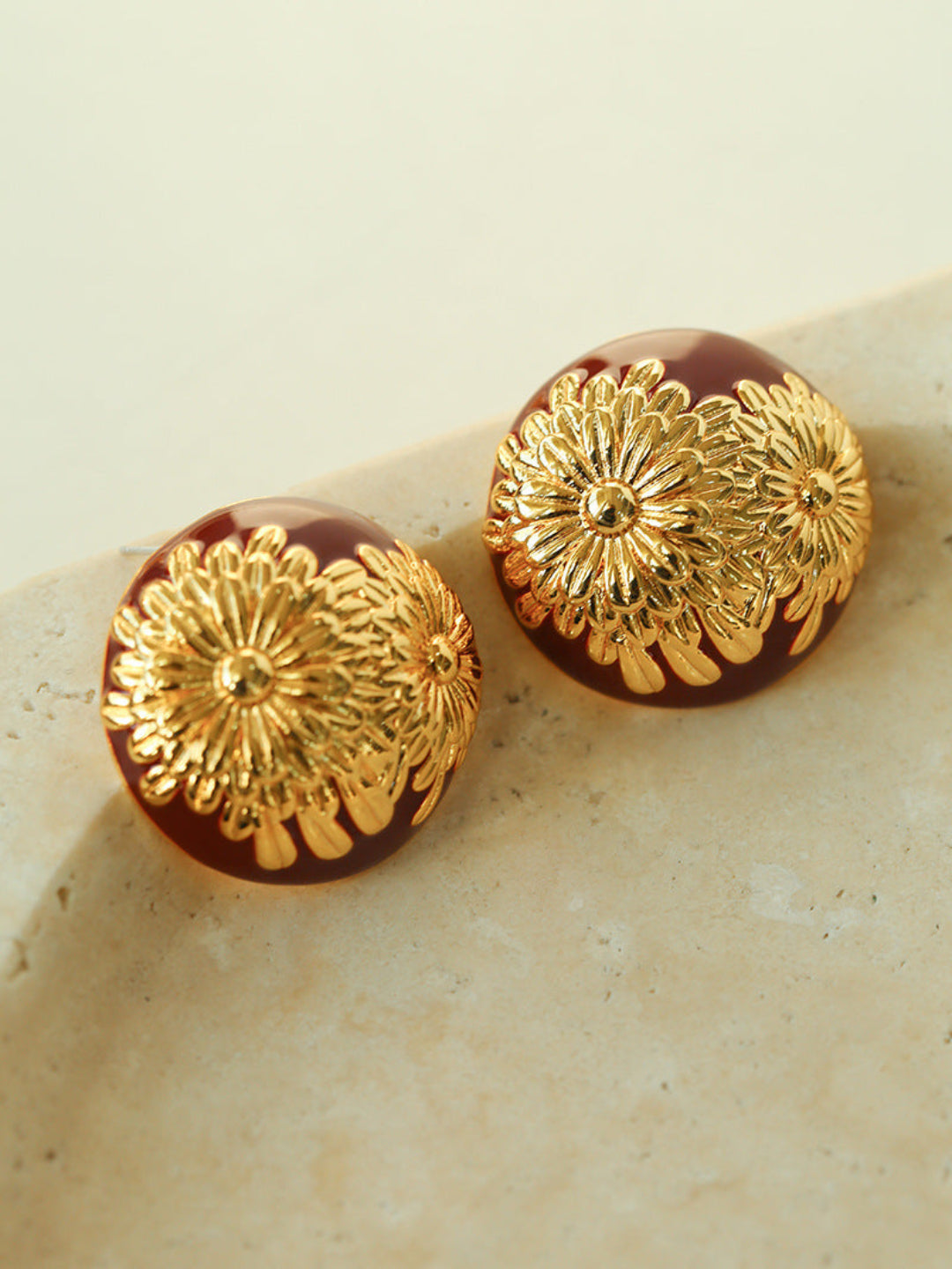 Enamel Glaze Round Chrysanthemum Earrings