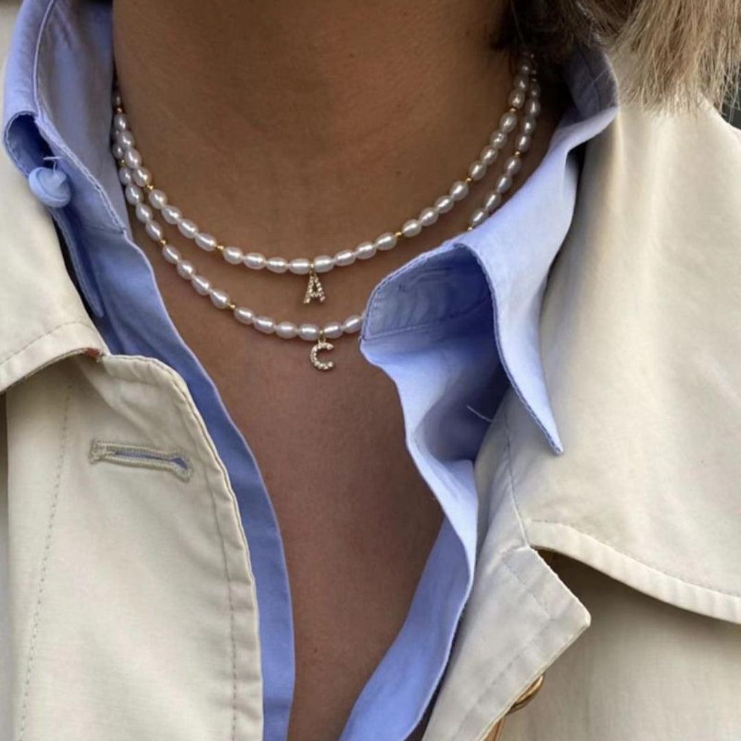 Vintage 26 Letter Pearl Necklace - Gembea Jewelry