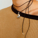 Long Leather Rope Conch Pendant Necklace Gembea Jewelry