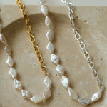 Diamond Baroque Chain Pearl Necklace