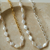 Diamond Baroque Chain Pearl Necklace