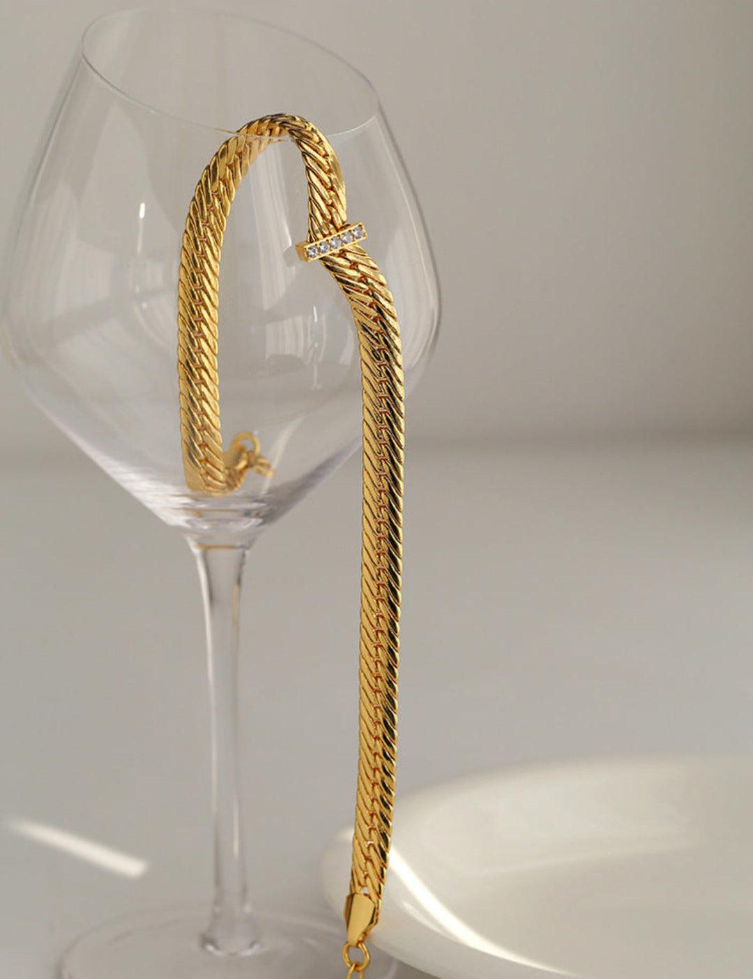 Wide Gold Snake Bone Chain Necklace - Gembea Jewelry