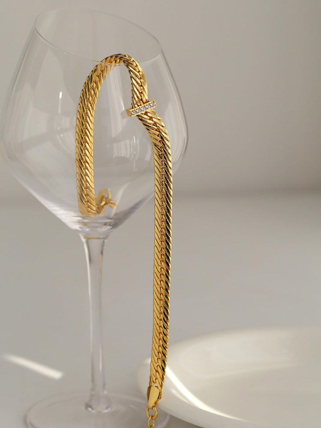 Wide Gold Snake Bone Chain Necklace - Gembea Jewelry