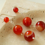 Red and Black Agate S925 Silver Hook Earrings