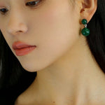 Double Ball Crystal Agate Stone Earrings