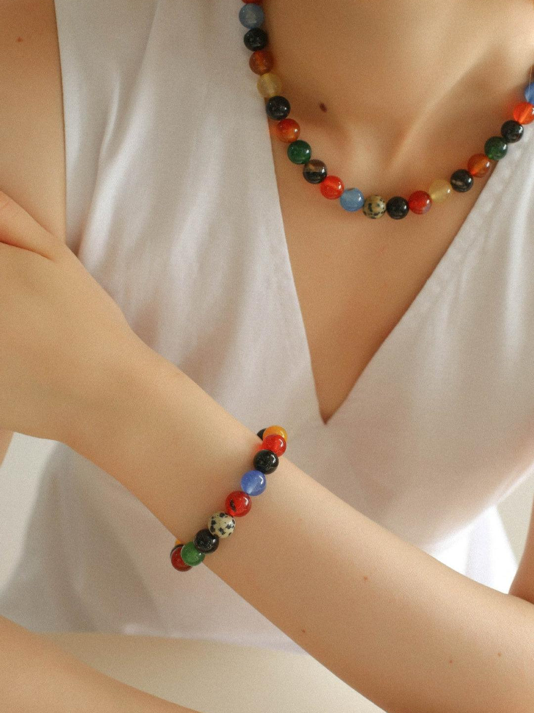Spring Heartbeat Colored Stone Beaded Necklace - Gembea Jewelry