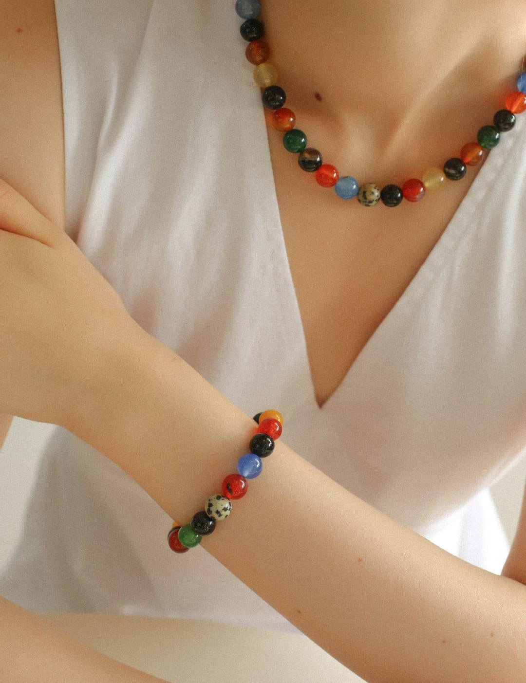 Spring Heartbeat Colored Stone Beaded Bracelet - Gembea Jewelry