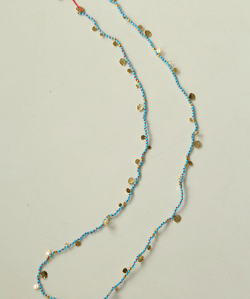Long Style Bohemian-style Hand-woven Natural Stone Necklace Gembea Jewelry