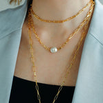 Overlay Natural Pearl Pendant Necklace