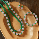 Spring Heartbeat Green Agate Necklace