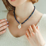 Shaped Lapis Lazuli Stone Baroque Pearl Necklace