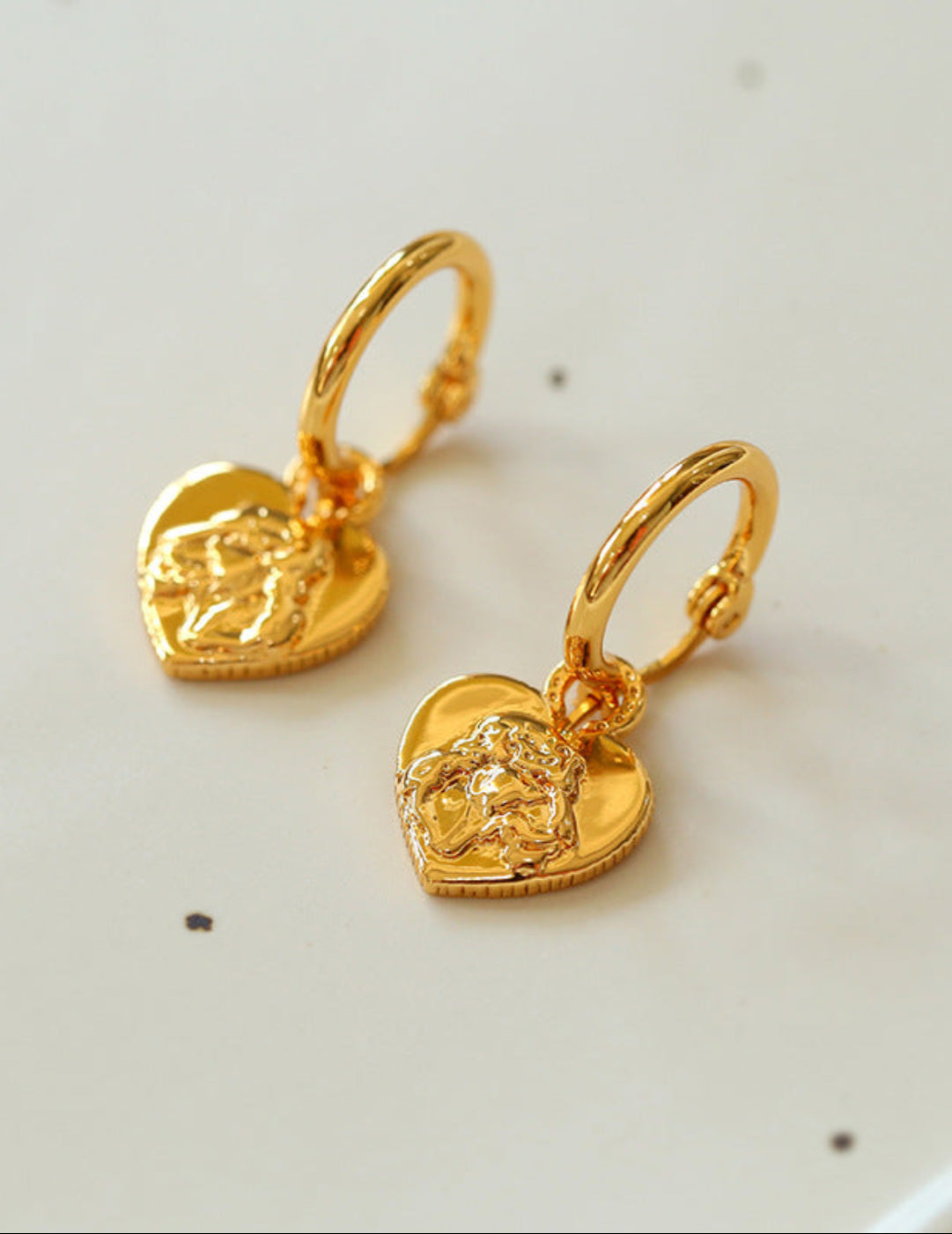 Lion Relief Love Drop Hoop Earrings