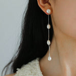 S925 Silver Chain Tassel Pearl Earrings