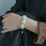 Natural Baroque Shaped Flat Pearl Bracelet