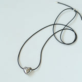 Heart Love Shaped Black Rope Necklace