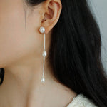 S925 Silver Chain Tassel Pearl Earrings