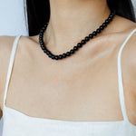 Classic Black Agate Beaded Necklace-Gembea Jewelry