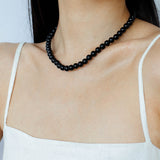 Classic Black Agate Beaded Necklace-Gembea Jewelry