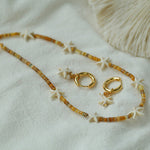 Holiday Yellow Pearl Shell Starfish Beaded Necklace