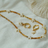 Holiday Yellow Pearl Shell Starfish Beaded Necklace