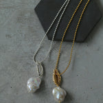 Willow Leaf Baroque Pearl Pendant Necklace