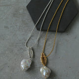 Willow Leaf Baroque Pearl Pendant Necklace