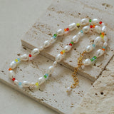 Colorful Beads Baroque Pearl Necklace-Gembea Jewelry