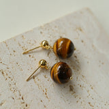 Tiger's Eye Stone Drop Earrings-Gembea Jewelry