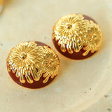 Enamel Glaze Round Chrysanthemum Earrings