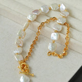 Natural Freshwater Square Pearl Chain Necklace