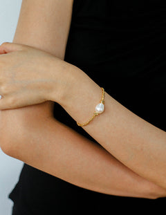 Faceted Beaded Baroque Pearl Bracelet