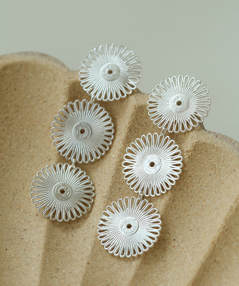 Brushed Sunflower Drop Earrings-Gembea Jewelry